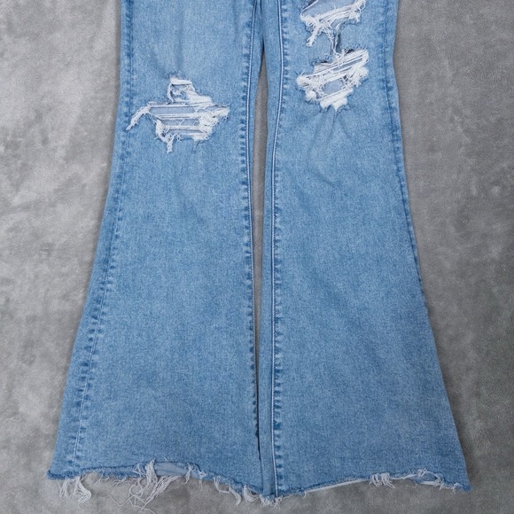 American Eagle Jeans Womens 8 Super Hi Rise Flare Blue Light Wash Stretch - Picture 3 of 11